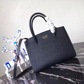 Prada 2020 Bibliothque Leather Tote Shoulder Bag,30cm - 프라다 2020 비블리오텍 여성용 레더 토트 숄더백 ,1BA049-9,30cm,블랙