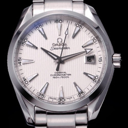 Omega 오메가 씨마스터 남성용 오토매틱 무브먼트 실버 베젤 화이트 다이얼 omg0442 - Omega Seamaster Mens Automatic Movement Sliver Bezel White Dial