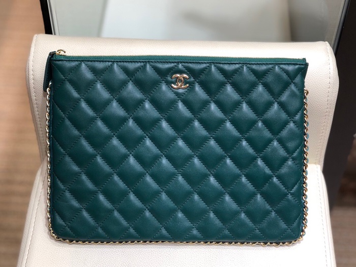 Chanel 2020 Leather Clutch Bag,28CM - 샤넬 2020 레더 클러치백,CHAB1238,28CM,그린