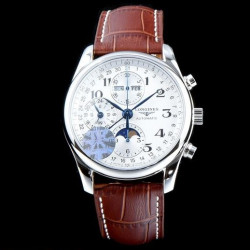 Longines 론진 더킹 이민호 시계 & 정우성시계BEST UP!! 마스터 컬렉션 L2.773.4.78.3 문페이즈 크로노그래프 베스트 모델 화이트 발리콘 다이얼 오토매틱 무브먼트 lon0142 - Longines TOP Grade Quality Master Collection Moonphase Chronograph BEST White Barleycorn Dial Automatic Movement