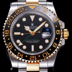 Rolex 로렉스 GMT 지엠티 마스터II 듀얼 타임 24시간 회전 베젤 블랙 다이얼 콤비