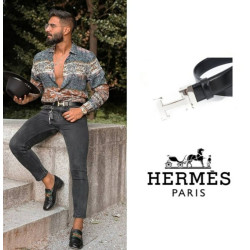 HERMES 에르메스 H실버 벨트