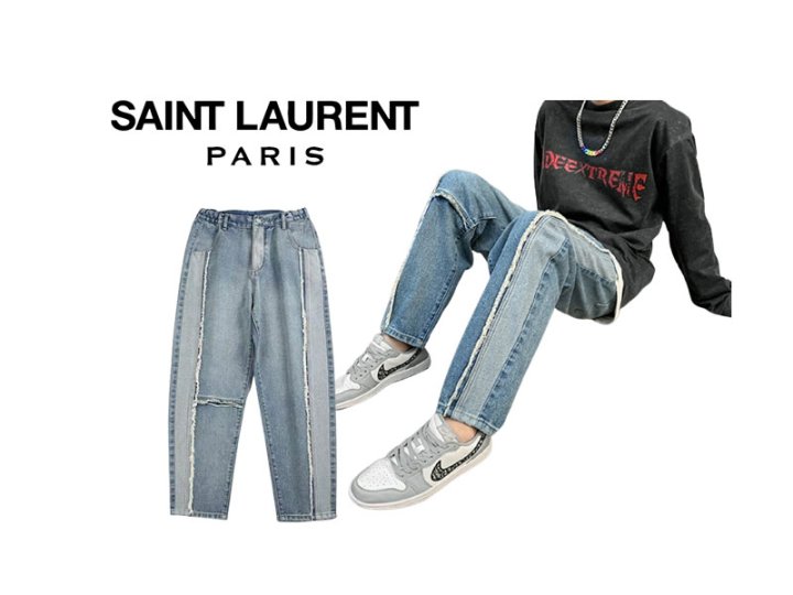 Saint Laurent 세인트로랑 사이드밴딩 루즈핏 청바지