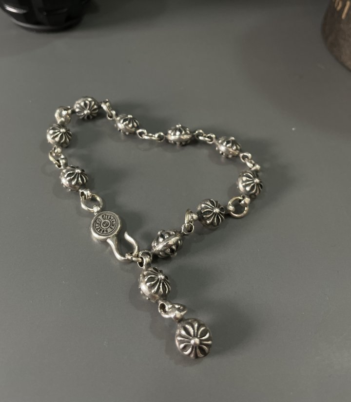 Chrome Hearts 크롬하츠 CH 클래식 컷아웃 크로스 볼 브레이슬릿 (팔찌) silver.925 [1:1제작] 커플!