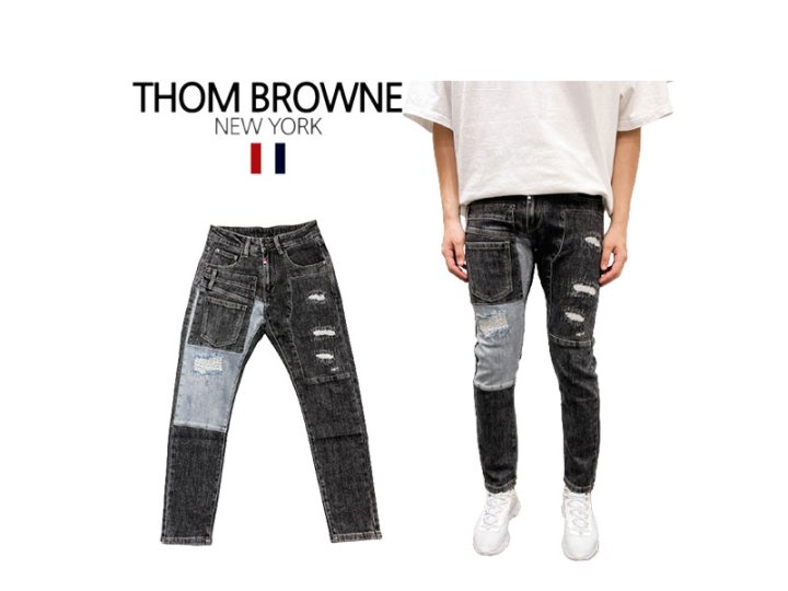 Thom Browne 톰브라운 디스트로이드 워싱 흑청바지