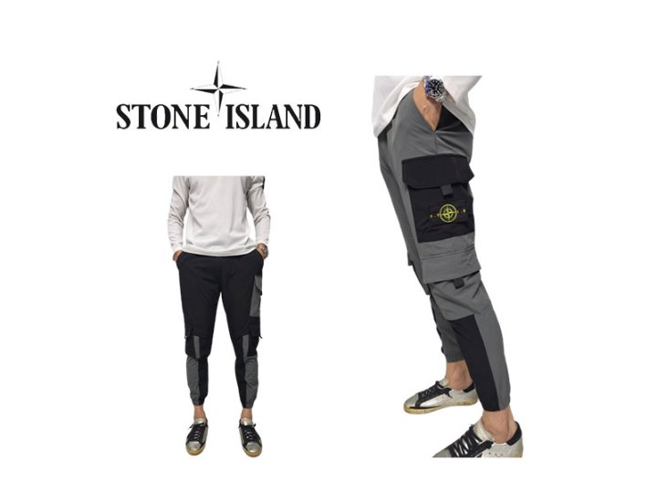 Stone Island 스톤아일랜드 F/W 뒤포인트 배색 벨크로 카고 조거팬츠