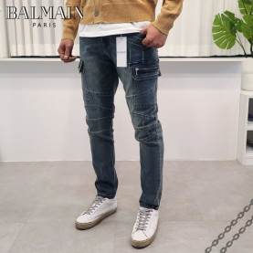 Balmain 발망 무릎절개 카고 청바지