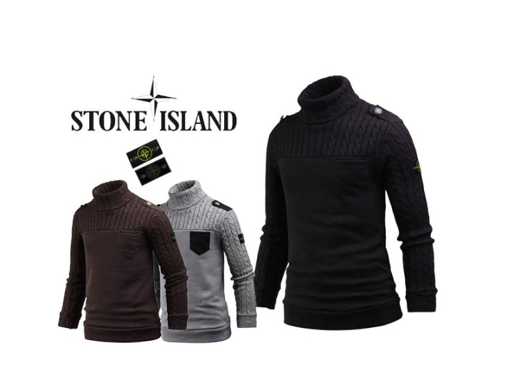 Stone Island  스톤아일랜드 주머니배색 꽈배기 폴라티