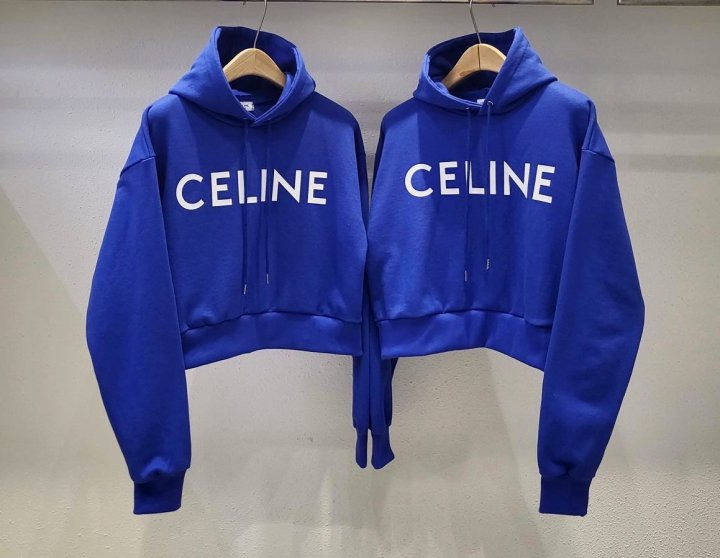 CELINE 여성용 셀린느 크롭 후드 셔츠