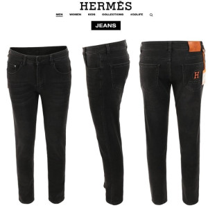 Hermes 에르메스 엠보 로고 워싱 블랙 슬림 일자진