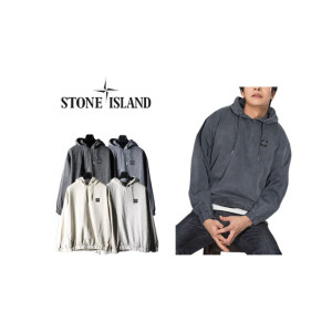 Stone Island 스톤아일랜드 체스트패치 후염워싱 후드티