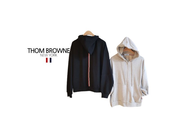 Thom Browne 톰브라운 주머니포인트 백삼선 쭈리 후드집업