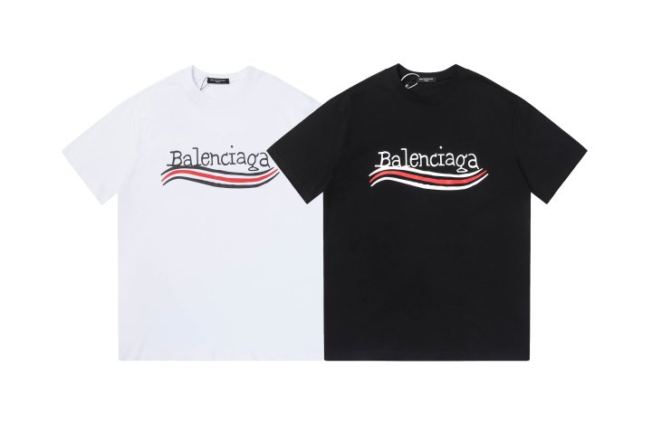 BALENCIAGA 발렌시아가 2363 잉크 웨이브 로고 반팔