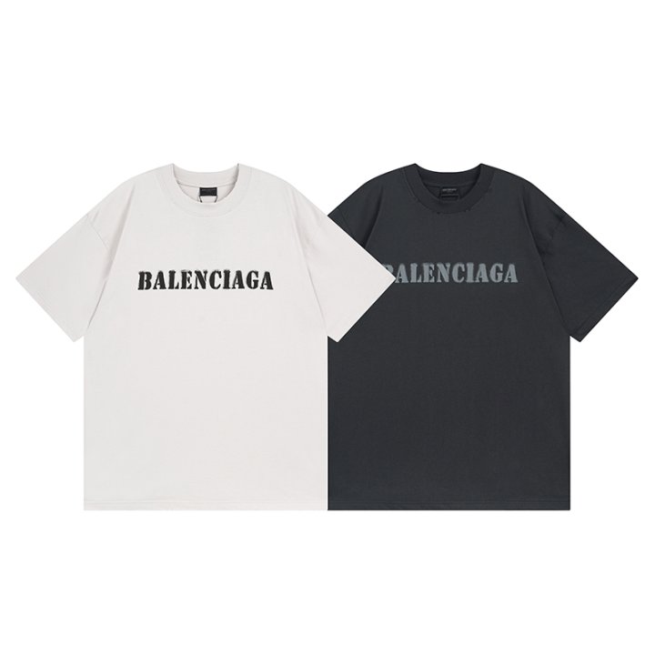 BALENCIAGA 발렌시아가 스텐실 로고 구제 워싱 반팔