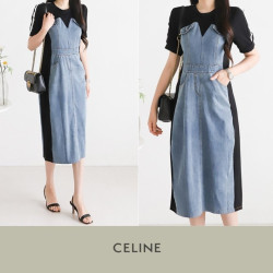 CELINE 셀린느 데님 디테일 포인트 원피스