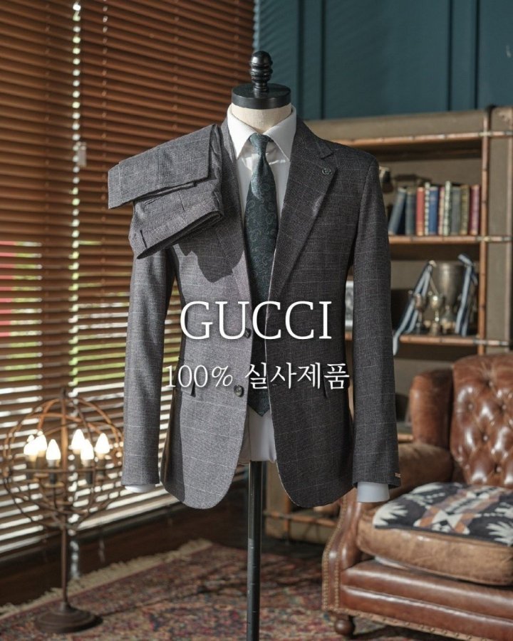 GUCCI 구찌 싱글 남성 체크슈트정장