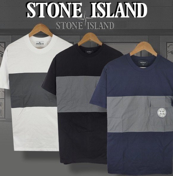 Stone Island  스톤아일랜드 맨즈 빅사이즈 포켓포인트 우븐믹스 반팔티 