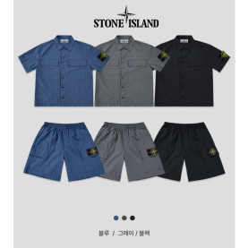 Stone Island 스톤아일랜드 타슬란 오버핏 아웃포켓 반팔셋업