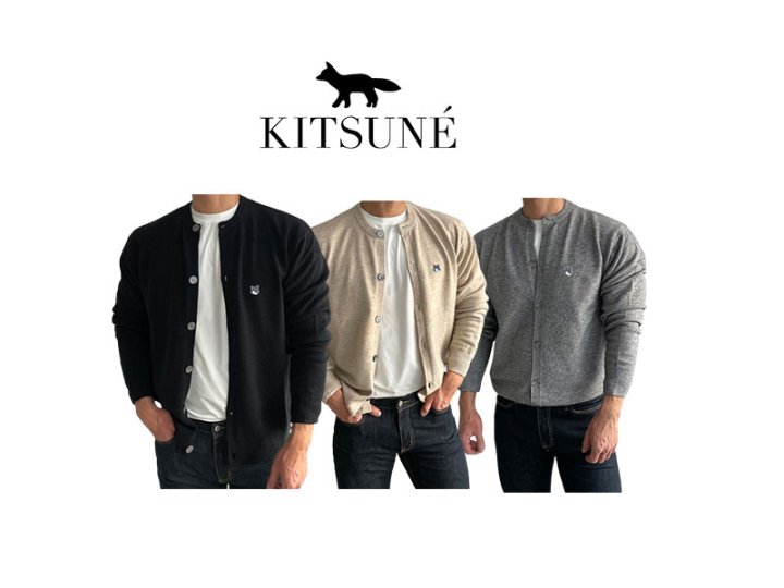 Maison Kitsune 메종키츠네 그레이폭스 캐시미어 라운드 가디건