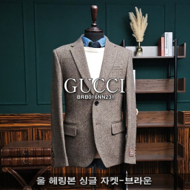 GUCCI 구찌 울 헤링본 싱글 자켓