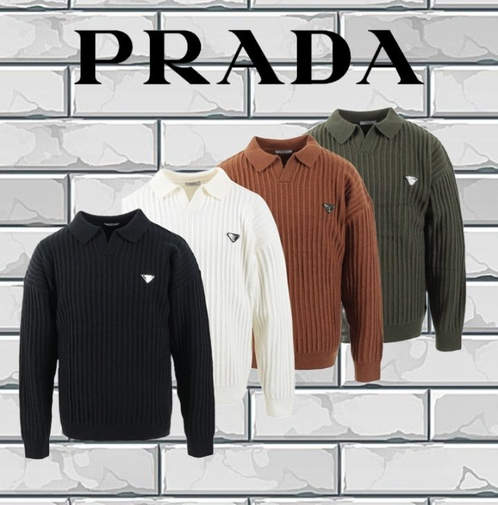 PRADA 프라다 골지 오픈카라티