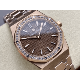 AUDEMARS PIGUET 오데마피게 로얄오크 브라운 다이얼 금통 다이아 베젤 33mm 67651