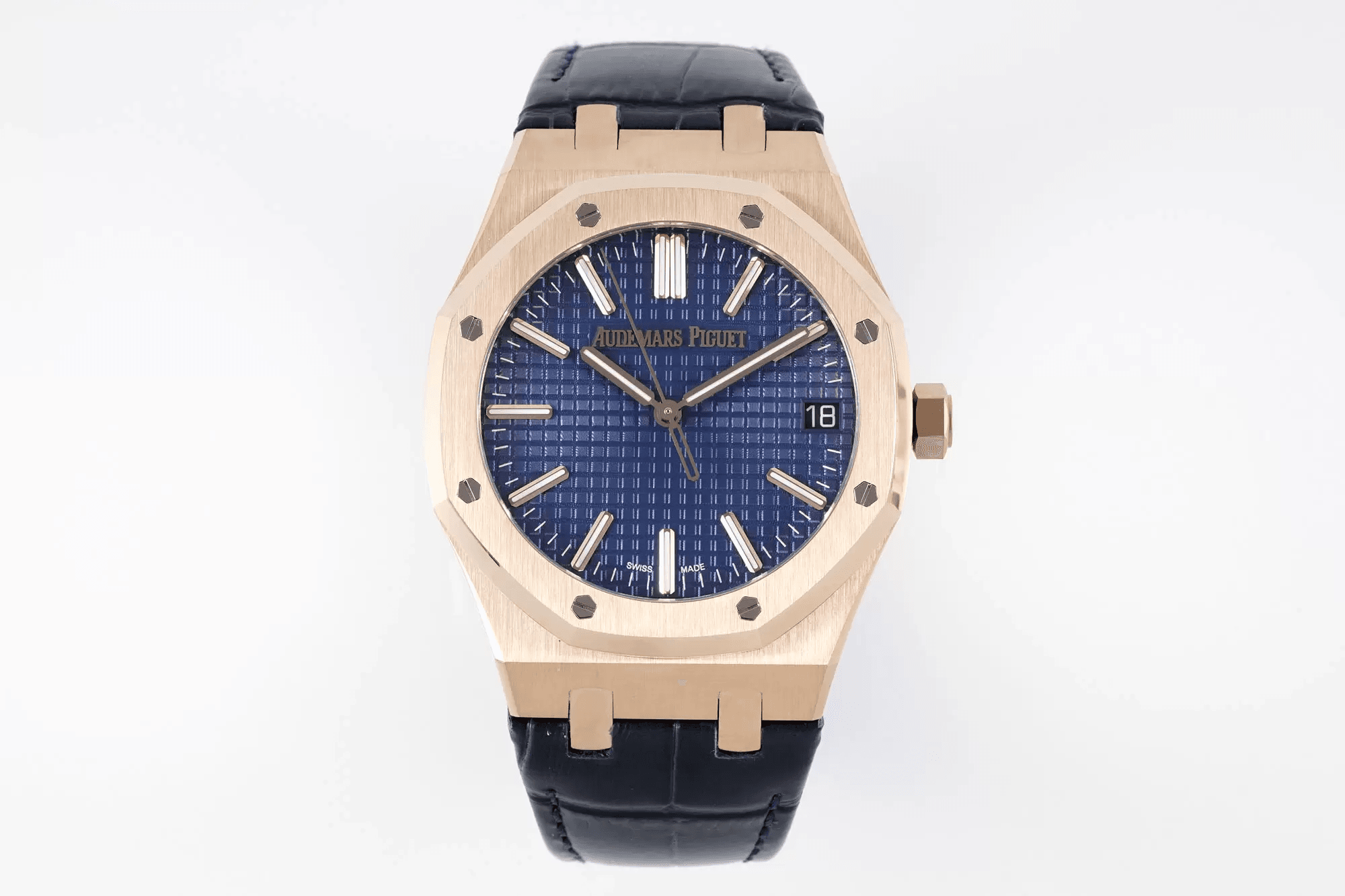 AUDEMARS PIGUET  오데마피게 로얄오크 50주년 한정판 금통 청판 가죽밴드 41mm 15510