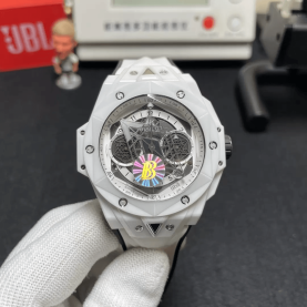 HUBLOT 위블로 빅뱅 상 블루 킹 크로노 세라믹 화이트 스트랩 418.NX.1107.RX.MXM1