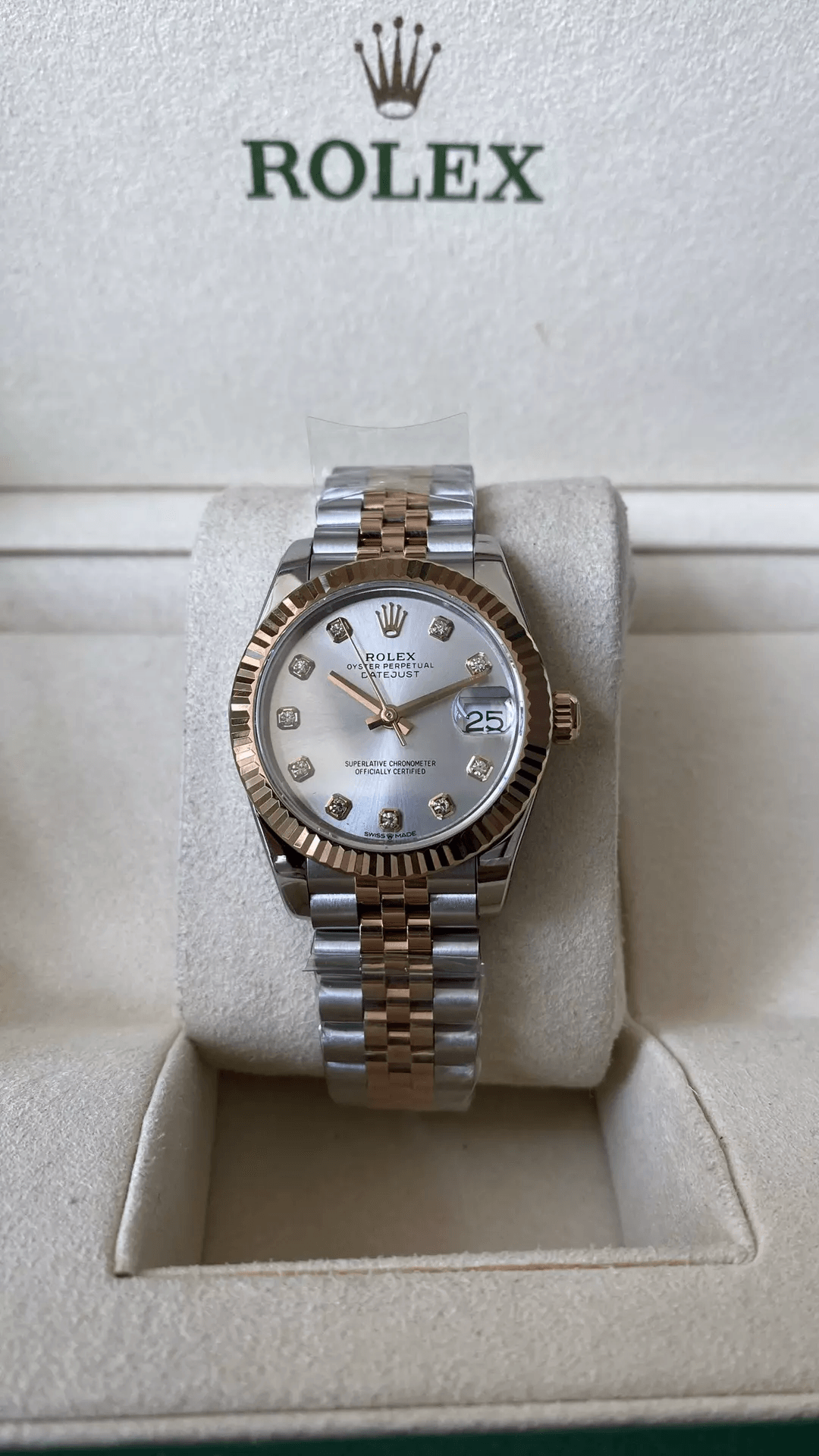 ROLEX 로렉스 여성용 데이저스트 실버 다이얼 10P 로즈골드 콤비 31mm 278271