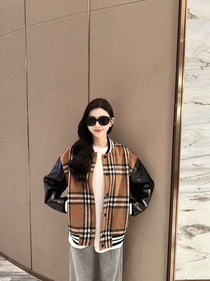 BURBERRY 버버리 체크 믹스 바시티 자켓