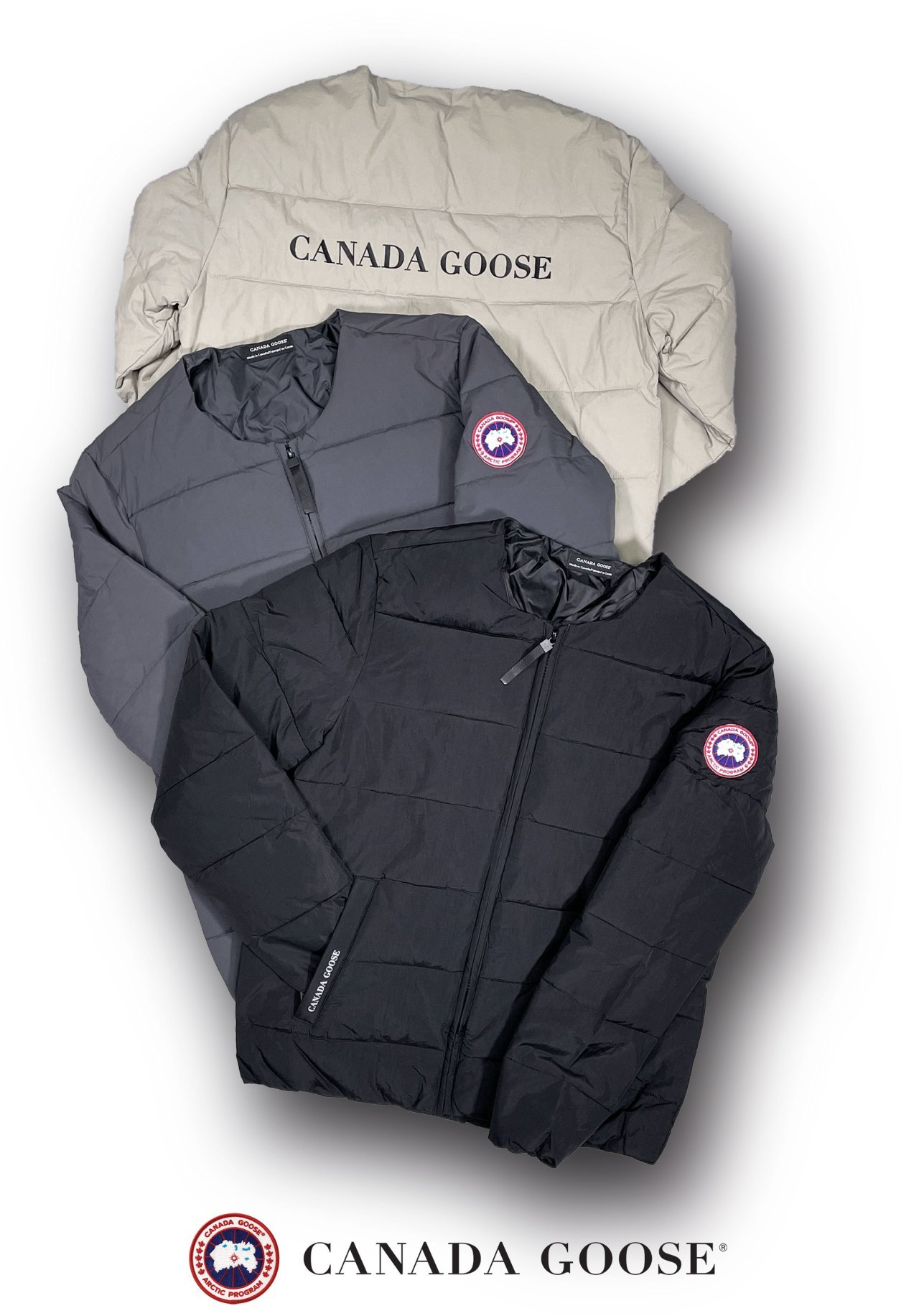 CANADA GOOSE 캐나다구스 클래식 와팬 워시드 나일론 라운드넥 라이트 필 자켓