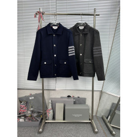 THOM BROWNE 톰브라운 사선완장 폴로 칼라 캐시미어 니트 자켓