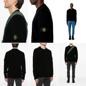 STONE ISLAND 스톤아일랜드 스티치 디테일 크루넥 니트