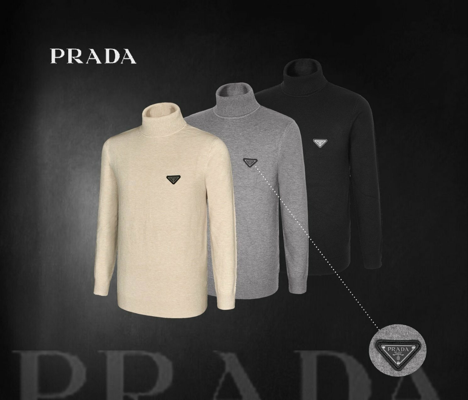 PRADA 프라다 트라이앵글 터틀넥 스웨터