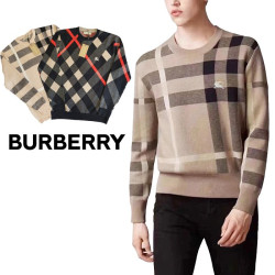 BURBERRY 버버리 기사 자수 체크 니울니트