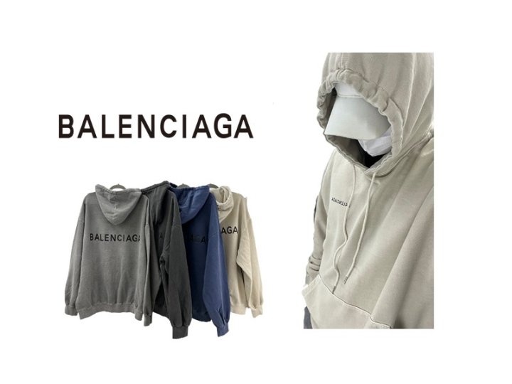 BALENCIAGA 발렌시아가 백로고 오버핏 피그먼트 기모 후드