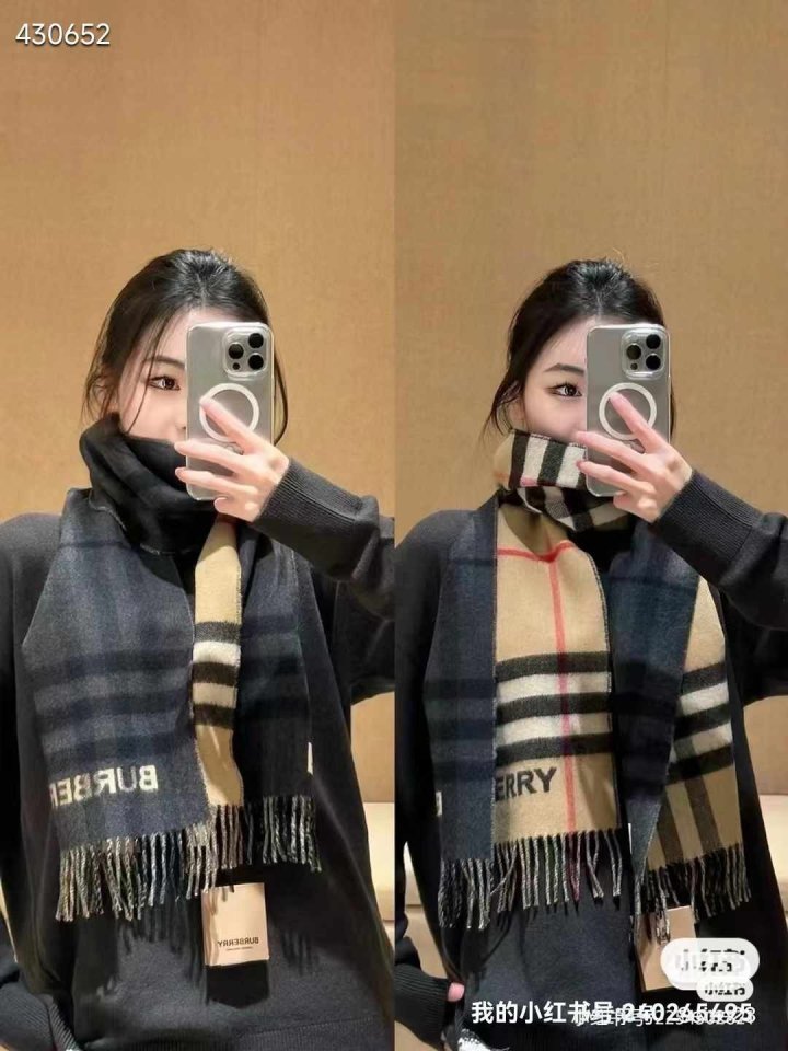 BURBERRY 버버리 컨트라스트 체크 캐시미어 스카프