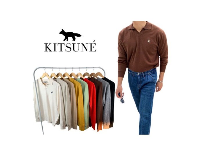 MAISON KITSUNE 메종키츠네 폭스 오픈 캐시미어 카라티