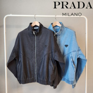 PRADA 프라다 오버핏 라이더 청자켓