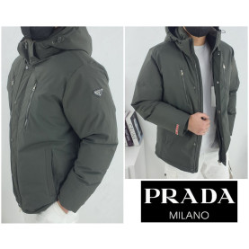 PRADA 프라다 지퍼 포켓 후드 패딩 파카