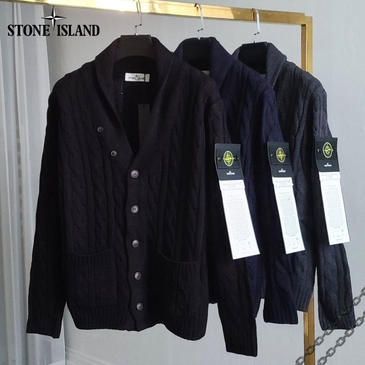 STONE ISLAND 스톤아일랜드 케이블 숄 카라 니트