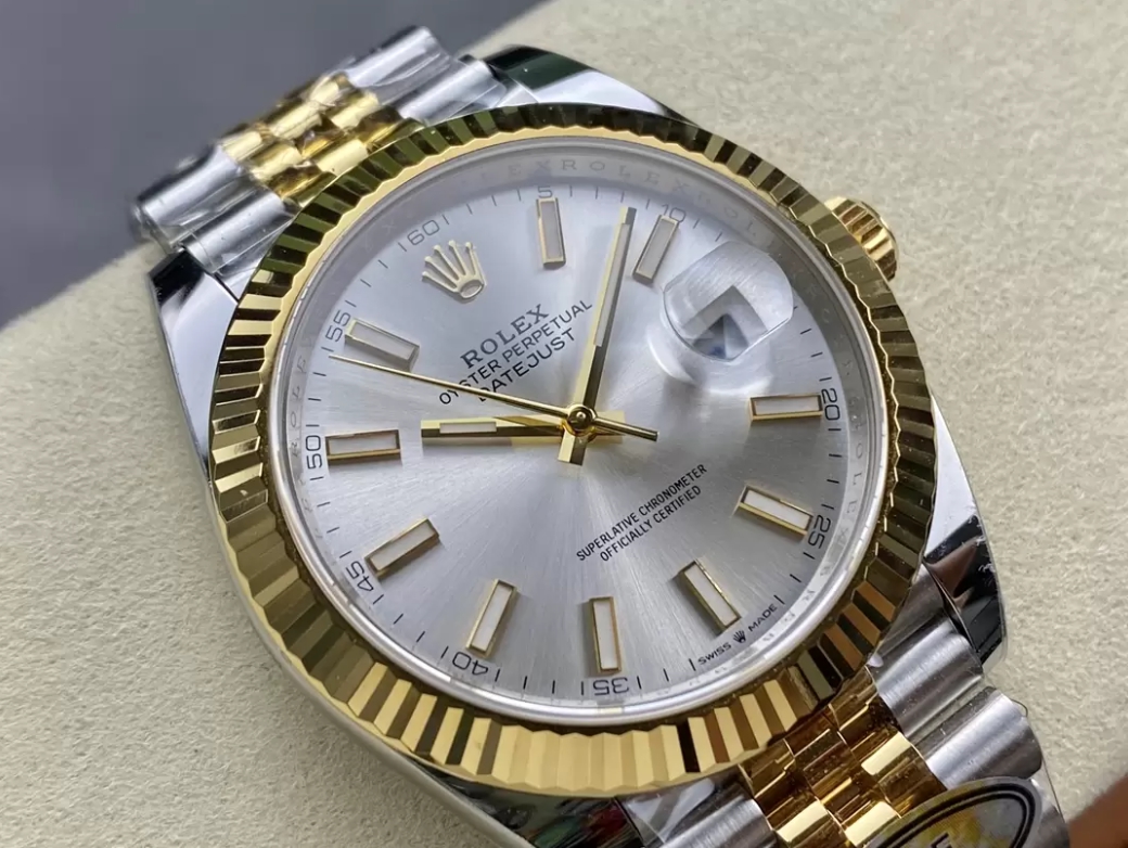 ROLEX 로렉스 데이저스트 실버 스틱 다이얼 콤비 쥬빌레 41mm 126333-0016