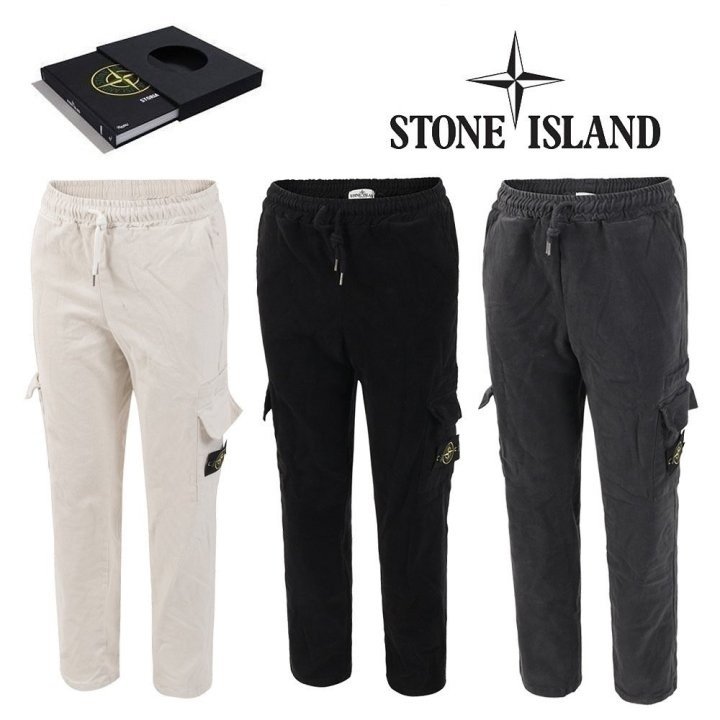 STONE ISLAND 스톤아일랜드 뒤포인트 워싱 밴딩 기모 카고 팬츠