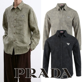 PRADA 프라다 클래식 트라이앵글 자수 나염 셔츠