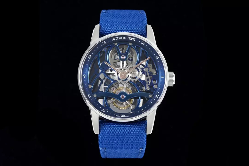 AUDEMARS PIGUET 오데마피게 코드 11.59 스켈레톤 투르비용 블루 나일론 스트랩