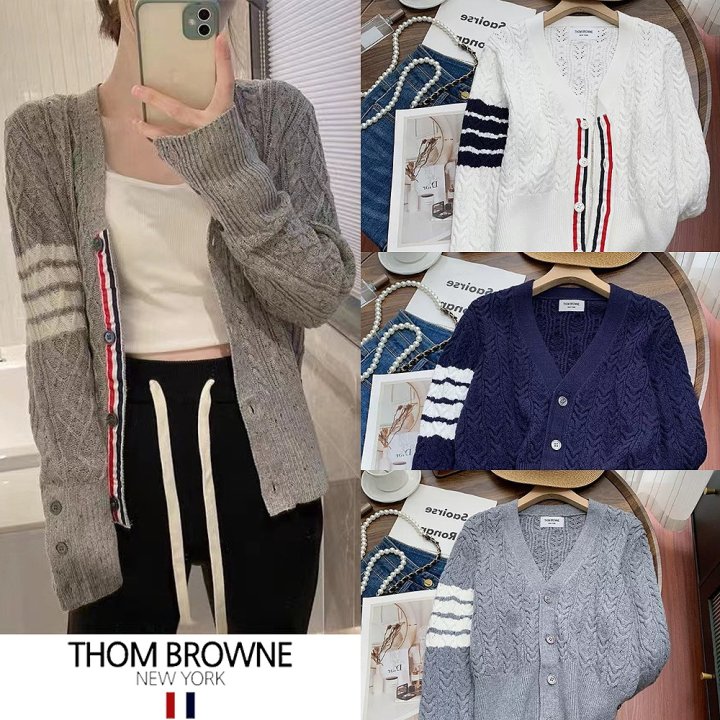 THOM BROWNE 톰브라운 4바 꽈배기 램스울 가디건