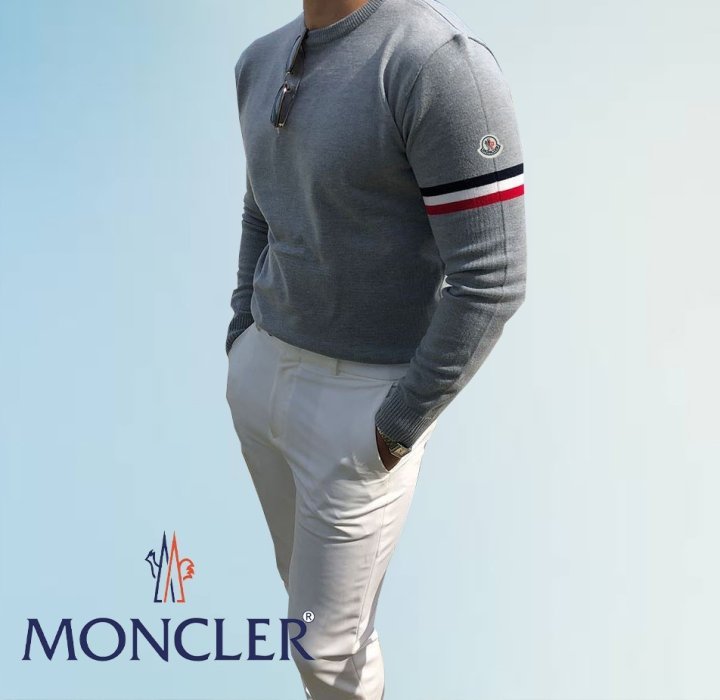 MONCLER 몽클레어 삼선배색 라운드 긴팔니트 3COLOR