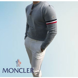 MONCLER 몽클레어 삼선배색 라운드 긴팔니트 3COLOR