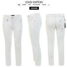 LOUIS VUITTON 루이비통 모노 자수 화이트 슬림 일자진