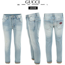 GUCCI 구찌 자가드 롤업 연청 슬림 일자진